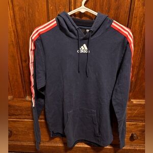 Adidas Men’s Navy Hoodie with Red & White Stripe Detail